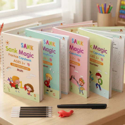 Sank Magic Practice Copybook (4 BOOKS,1 PEN,1 GRIP,10 REFILL) Pack of 1